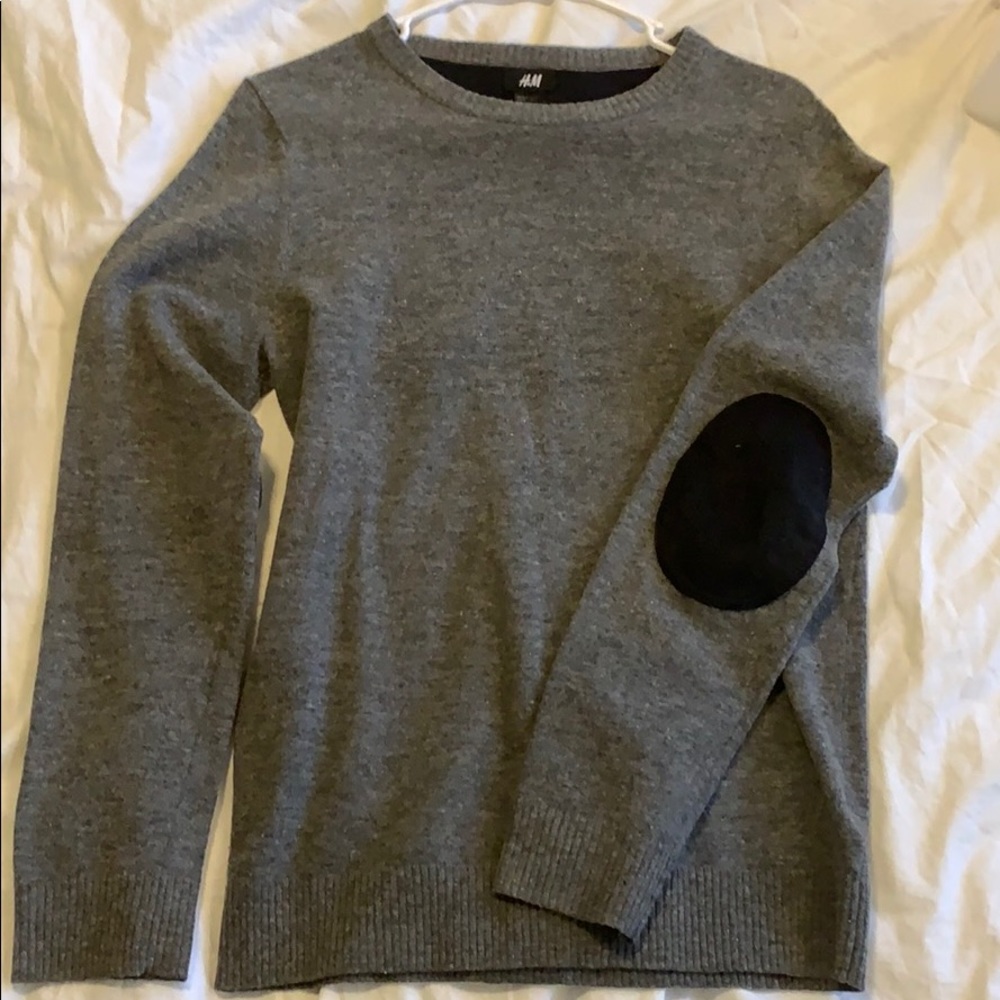 H&M wool blend sweater with elbow patches